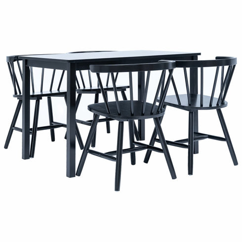 Maison Madeleine -  5 Piece Dining Set Solid Rubber Wood Black